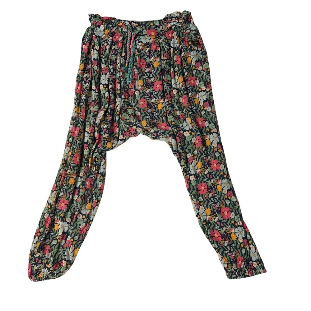 Matilda Jane Size 8 Girls Floral Harem Pants Multicolor Drop Crotch Rayon